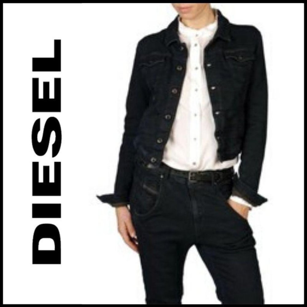 NWT DIESEL Fringi-ne Black Denim Jean Jacket, Size XS - Picture 3 of 9